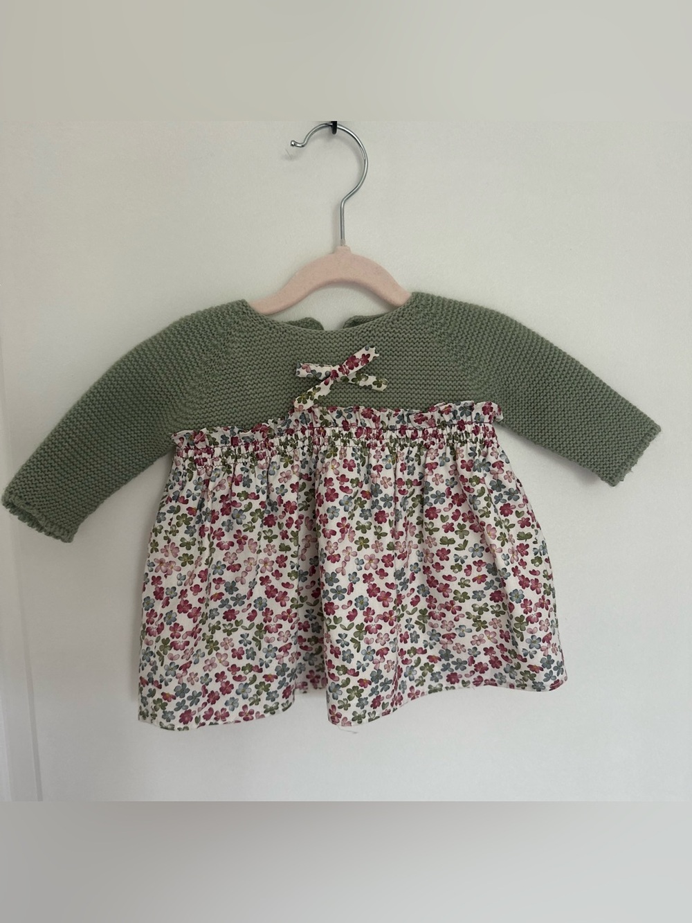 Bloomers Set: by Miccolino 2 Piece Green Baby Dress with Matching Bloomers 0-3M